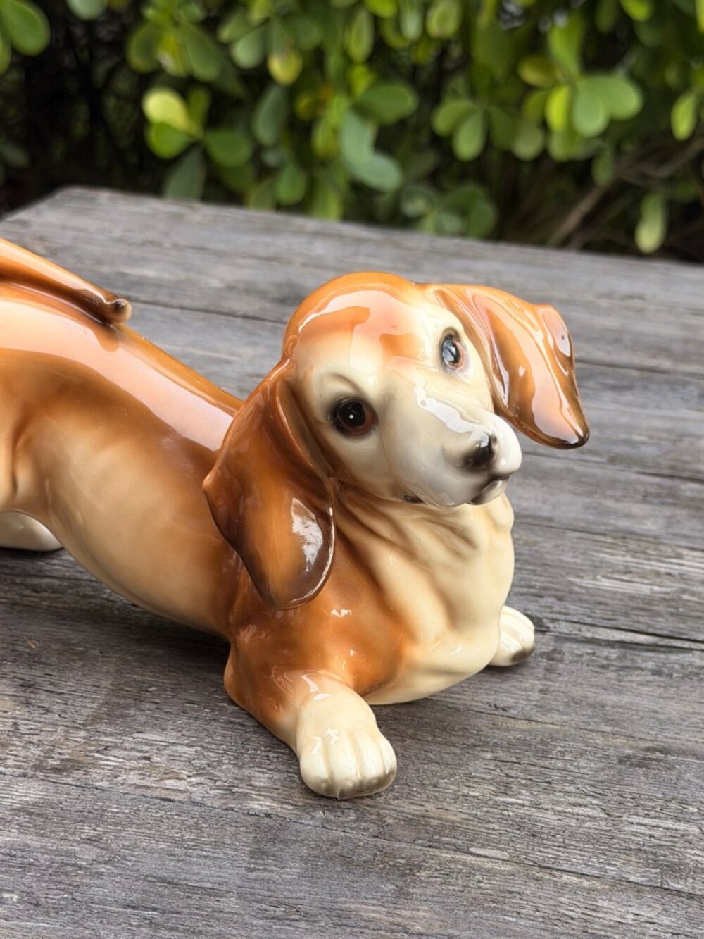 Vintage Large Dachshund Playful Japan Mid-Century Brown Glazed Porcelain Dog - Picture 4 of 14